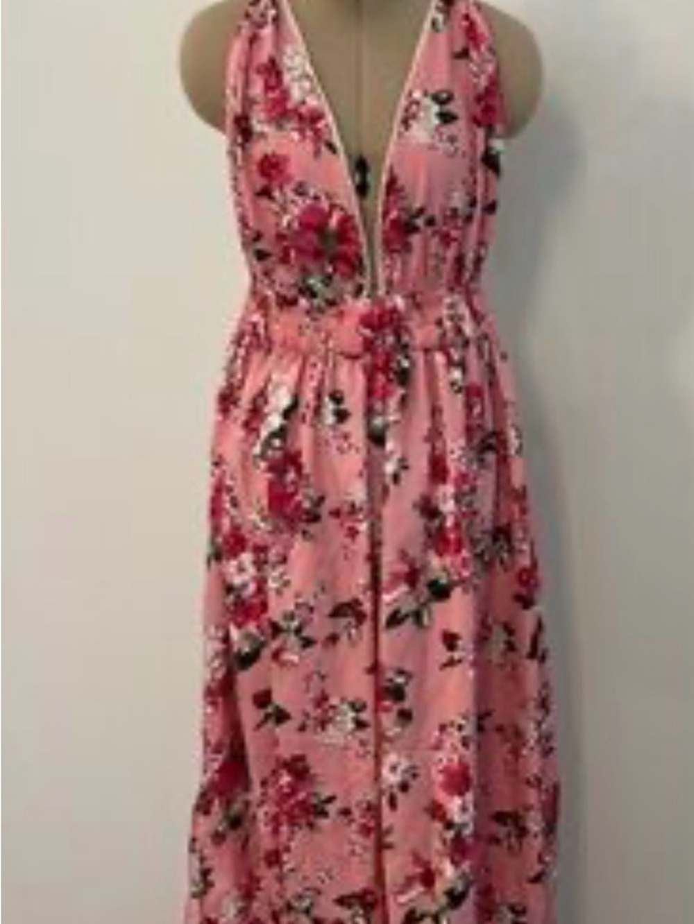 America & beyond Floral Pink V-Neck Maxi Dress